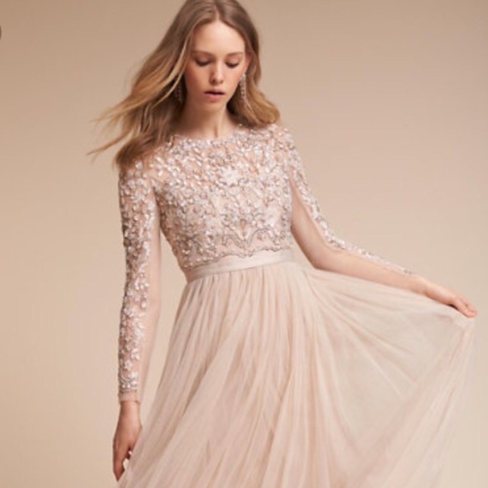 Bhldn blush wedding dress